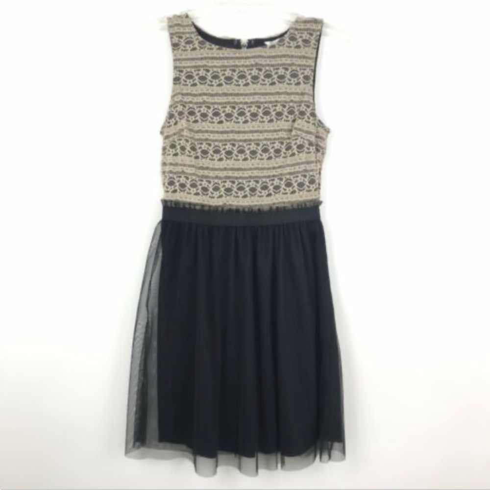 Speckless Black Tan Sleeveless Tool Mini Dress